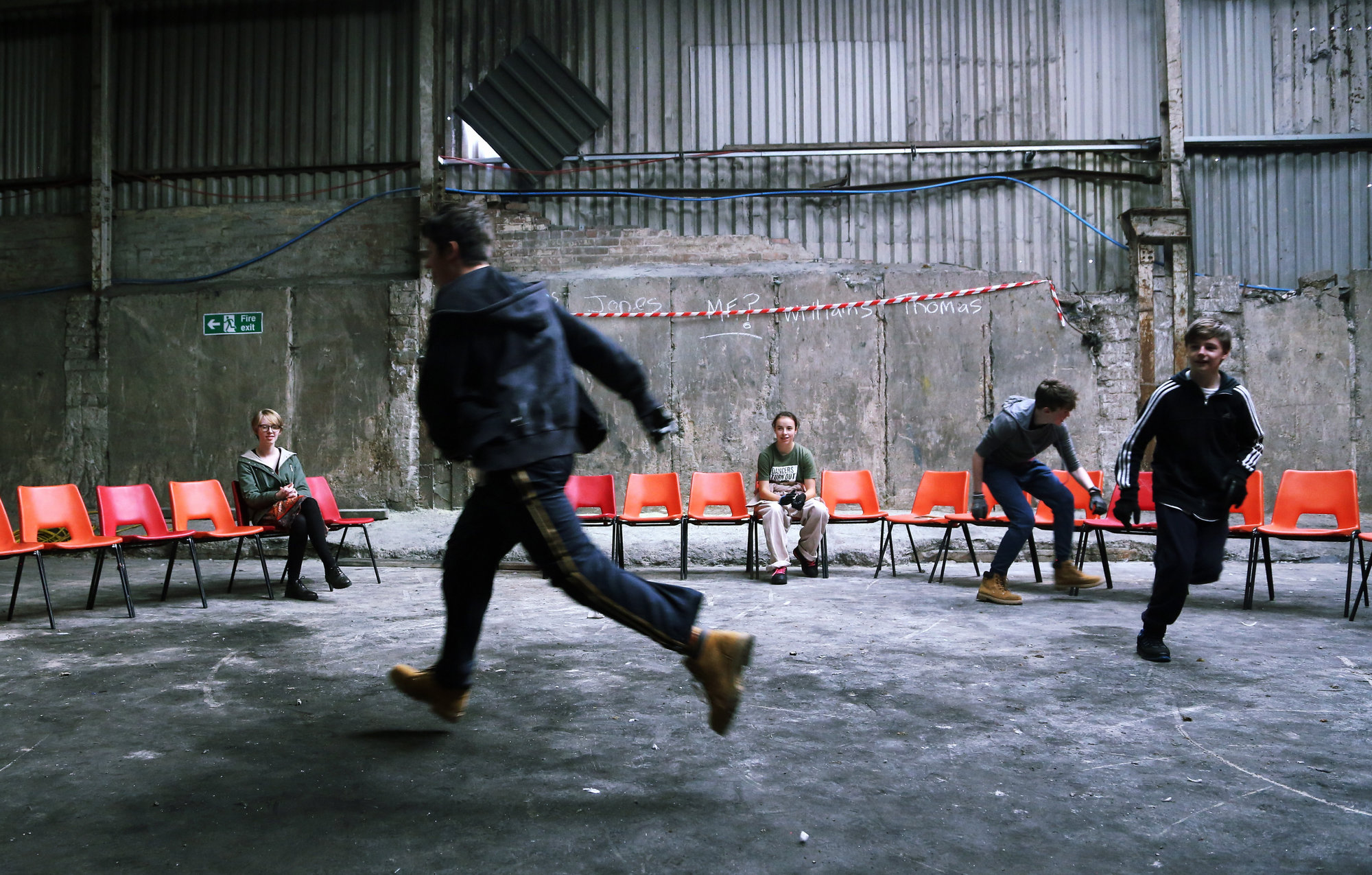 "We Are Still Here" rehearsal by the National Theatre Wales, in Port Talbot, Wales, UK. Wednesday 23 August 2017