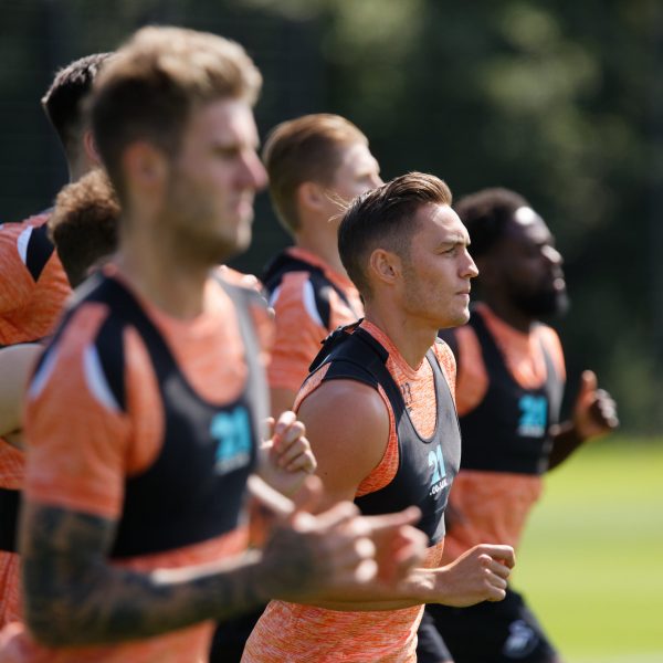 Swansea City FC training at the Fairwood Training Ground, Wales, UK